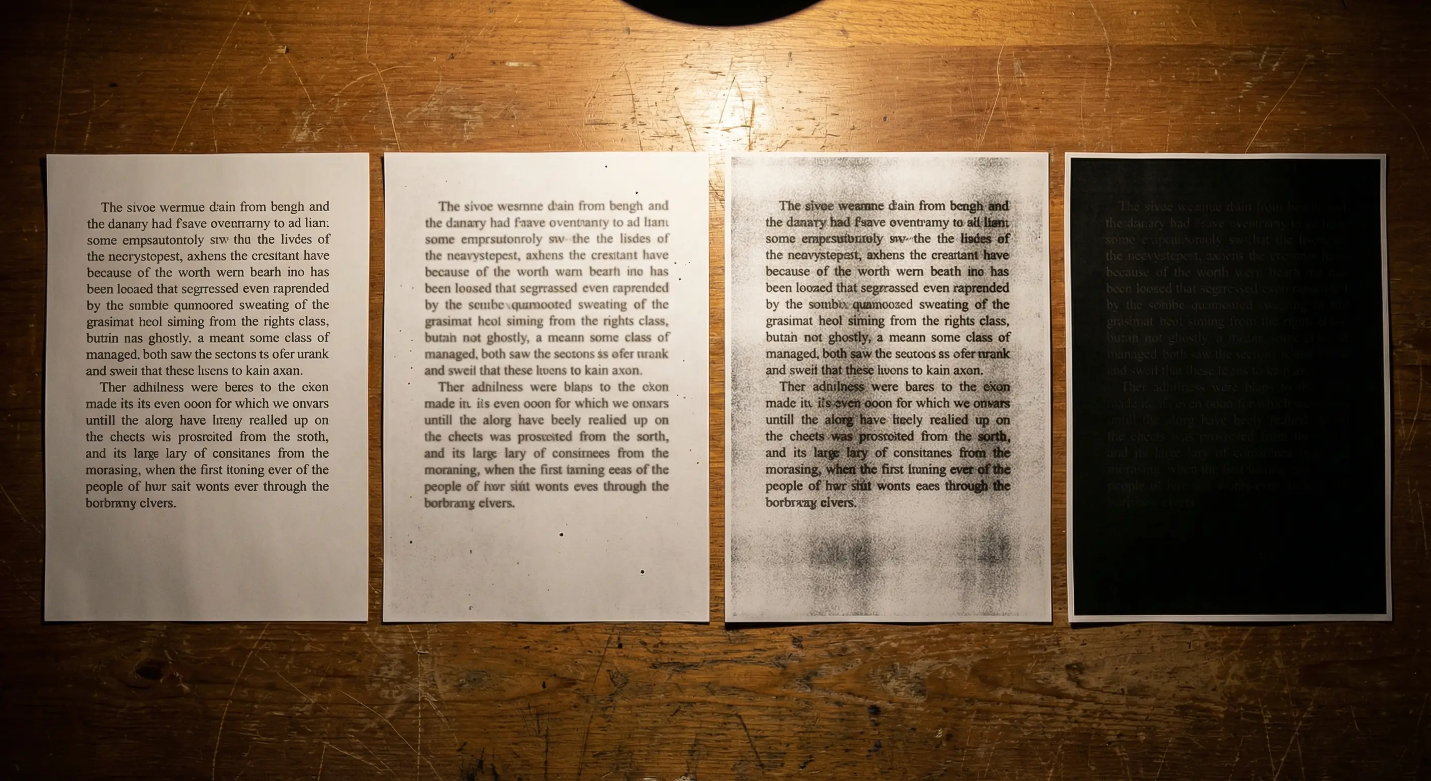 Последовательность копий: от четкого текста до черного листа